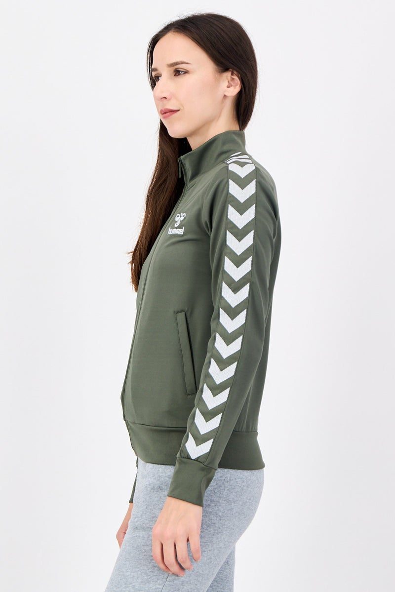 Hummel Women Sportswear Fit Long Sleeve Outdoor Full Zip Sweatshirt, Olive - Image 4